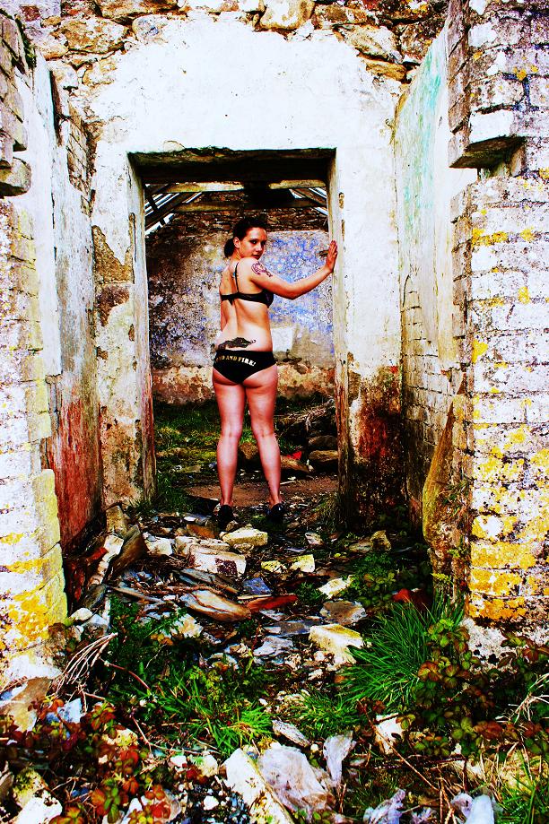 Male and Female model photo shoot of milward and pixy in derelict house