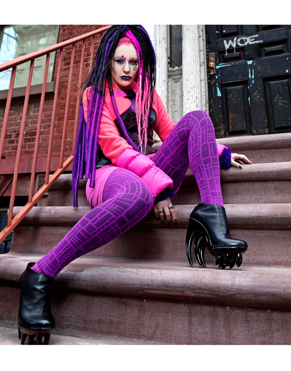 Female model photo shoot of Doom Kitten in NYC, clothing designed by Art's Couture