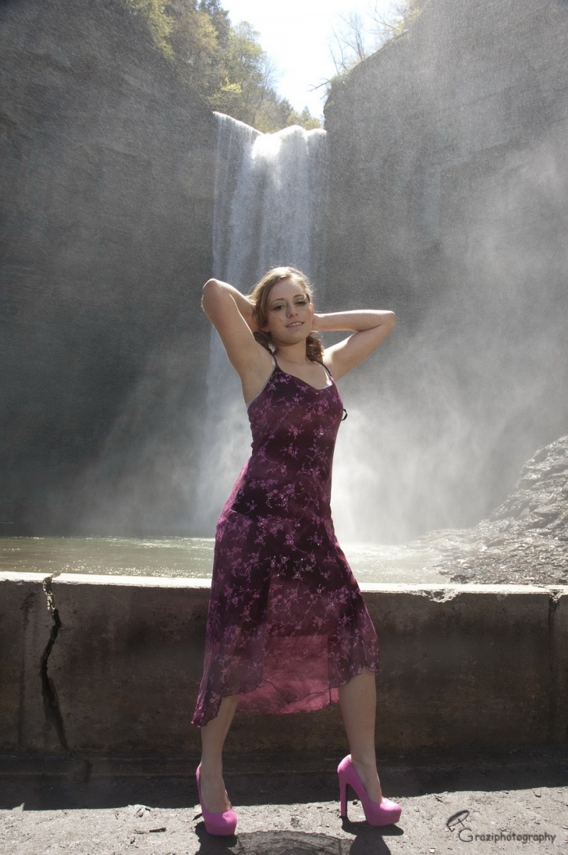 Male and Female model photo shoot of Graziphotography and Kipani Saskiai in Waterfalls Ithaca, makeup by Michelle Maw