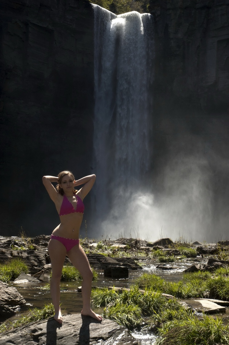 Male and Female model photo shoot of Graziphotography and Kipani Saskiai in Waterfalls Ithaca, makeup by Michelle Maw
