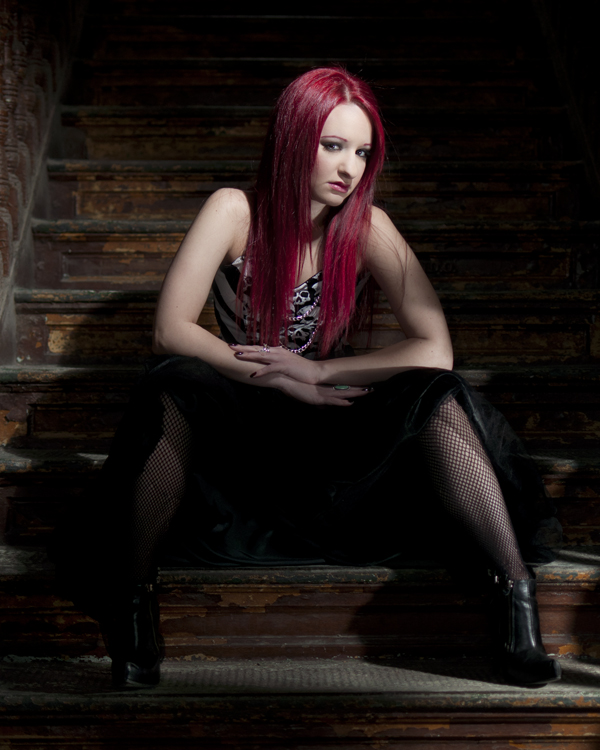 Female model photo shoot of jackie the gypsy in ohio state reformatory