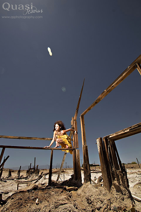 Female model photo shoot of Josie Gonzales and Dani Boyd in Salton Sea, hair styled by Kitty Leigh