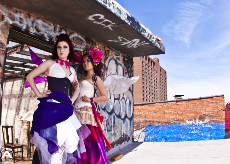 Male and Female model photo shoot of AgeOwns and Isis Biehl in Graffiti Alley