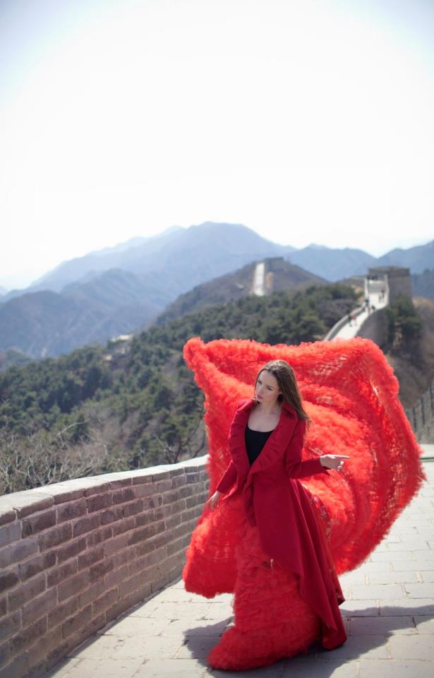 Female model photo shoot of MarcellavanLeen in Chinese great wall