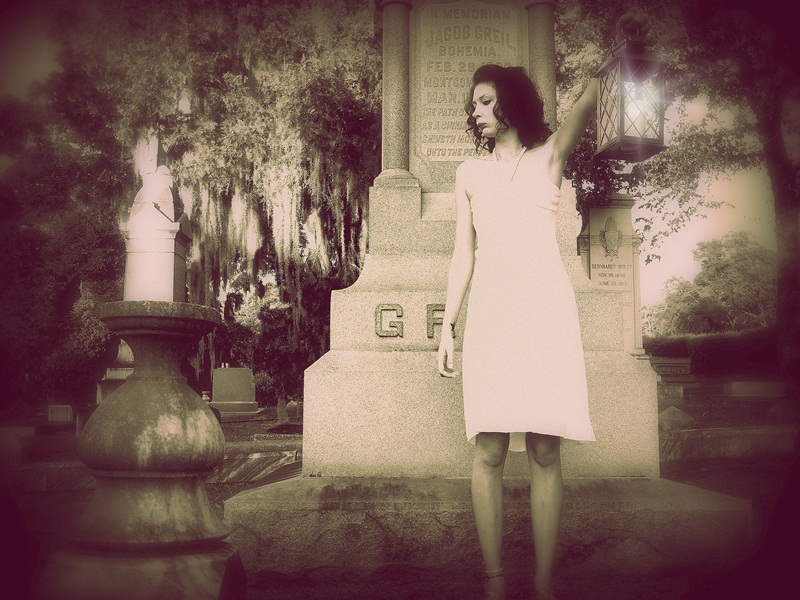 Male and Female model photo shoot of Timothy Jankowski and JenniferHerrera in Oakwood Cemetery - Los Angeles, CA