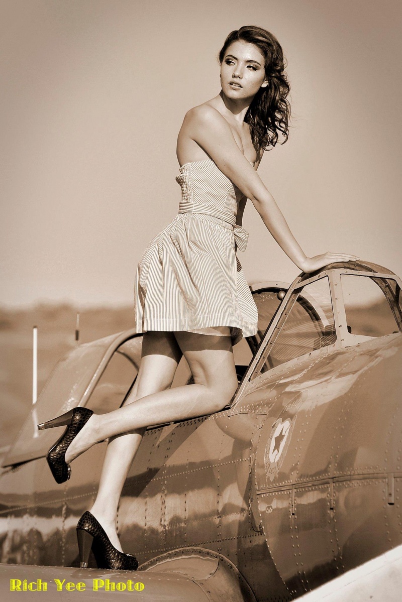 Female model photo shoot of DAhna Evans in San Jose Ca Victory Hanger Airport