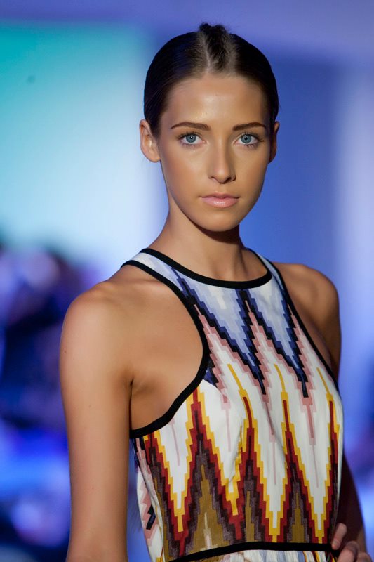 Female model photo shoot of Nikki Mitchell Makeup  in Gold Coast Fashion Week 2012