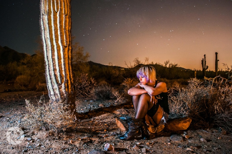 Male and Female model photo shoot of AT Imagery and Lindi Hop in Sonoran Desert