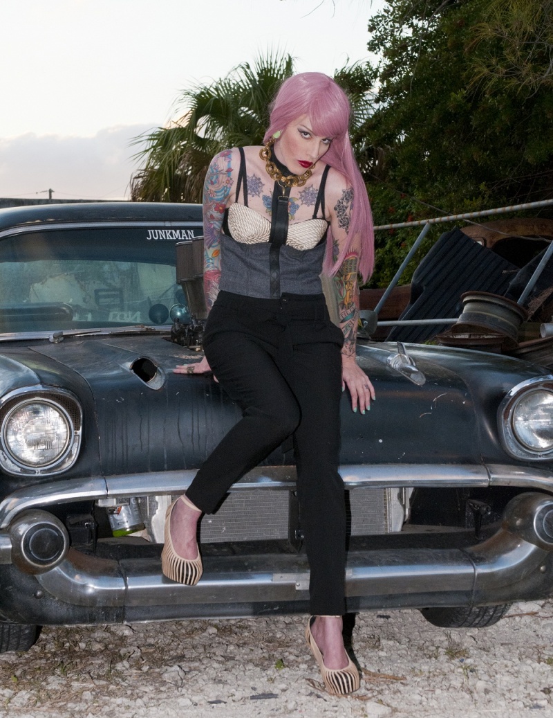 Female model photo shoot of Ms Fortune in The Classic Car Graveyard/Hollywood, FL