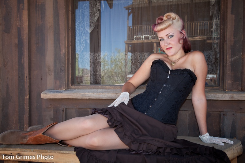 Female model photo shoot of Maiden America by Tom Grimes in Goldfield Ghost town