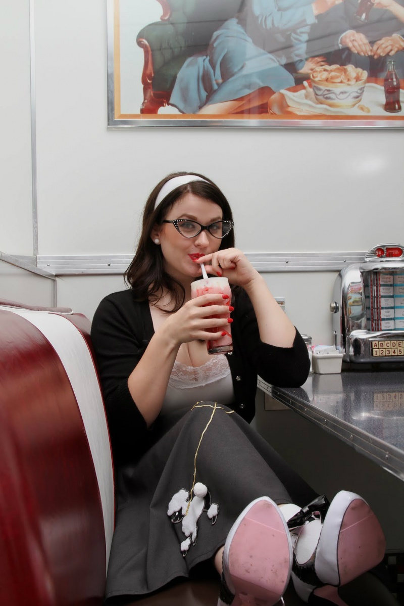 Female model photo shoot of Lili Barlow by 314photographs in Johnny Rockets, makeup by Makeup By Kikz 