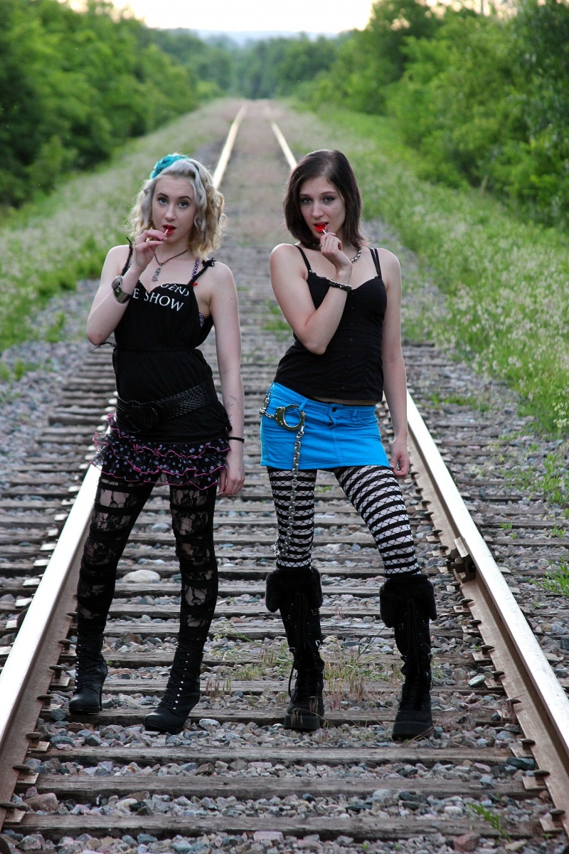 Male and Female model photo shoot of Evil Laugh Photography, jesska aubin and Kat Vio Tay in CN Rail line, Nepean Ontario