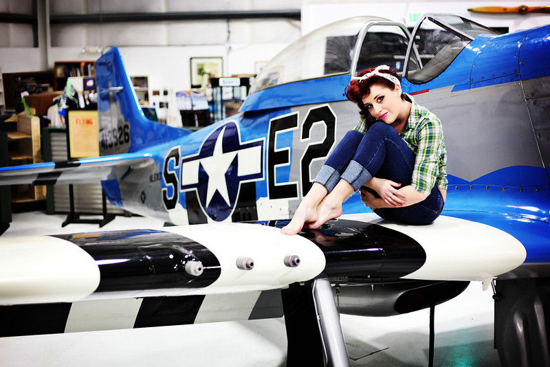 Female model photo shoot of Ember Sky  in Olympic Flight Museum Olympia WA