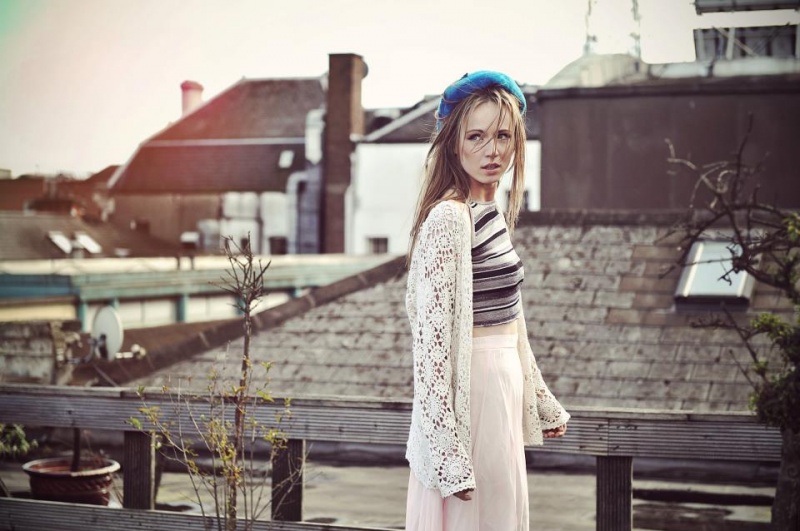 Female model photo shoot of MakeUpBy AimeeConnolly in Rooftop