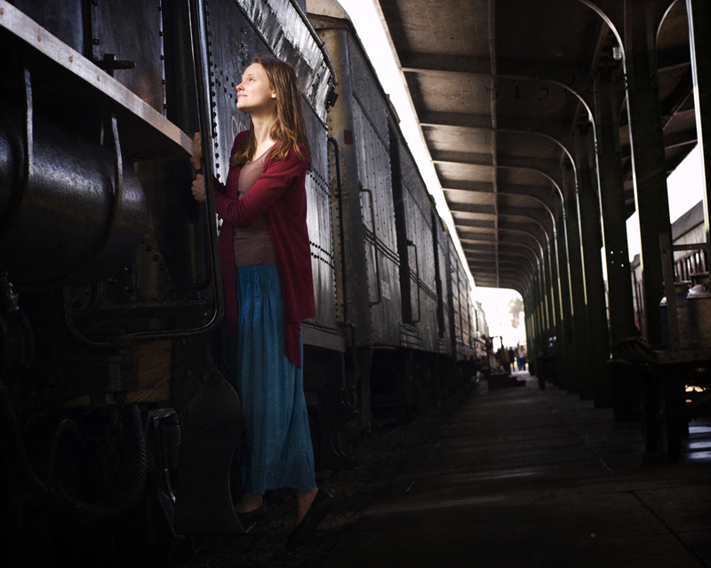 Female model photo shoot of Brandie Minchew in Galveston Railroad Museum