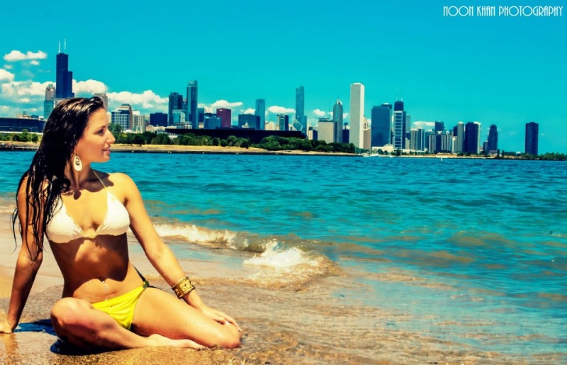 Female model photo shoot of Lena Lynne in 31st street beach, Chicago