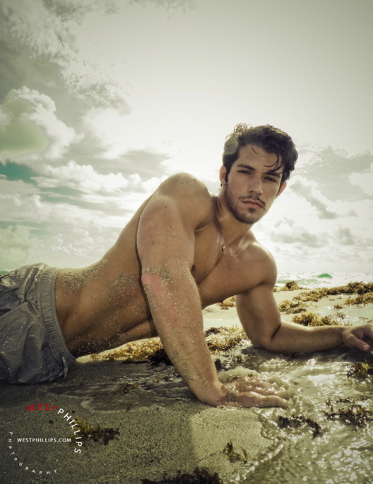 Male model photo shoot of West Phillips in Miami Beach, USA