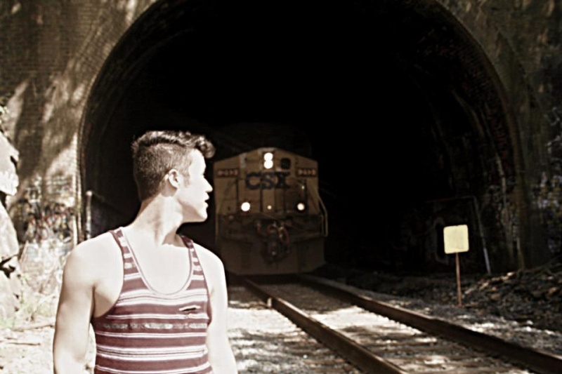 Male model photo shoot of Lukas Daniels in Old Ellicott City Train Tunnel