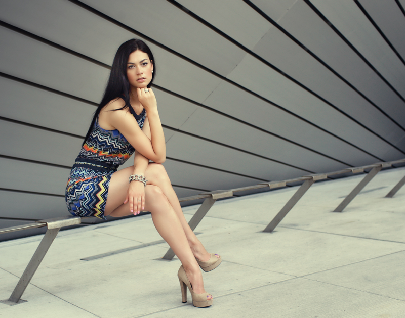 Female model photo shoot of AnjaModel in In front of the ROM in Toronto