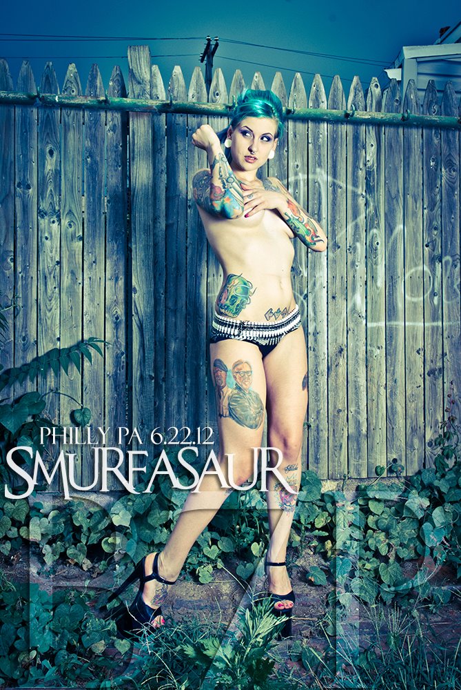 Female model photo shoot of Smurfasaur 