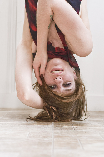 Female model photo shoot of jessica jack in kitchen trapeze