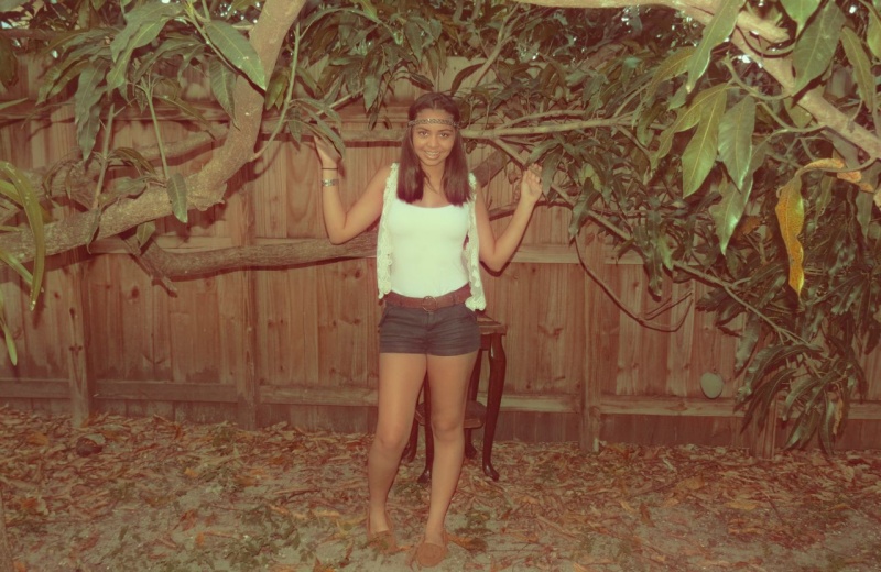 Female model photo shoot of Johana Calderon in Cousin Back Yard Mango Tree