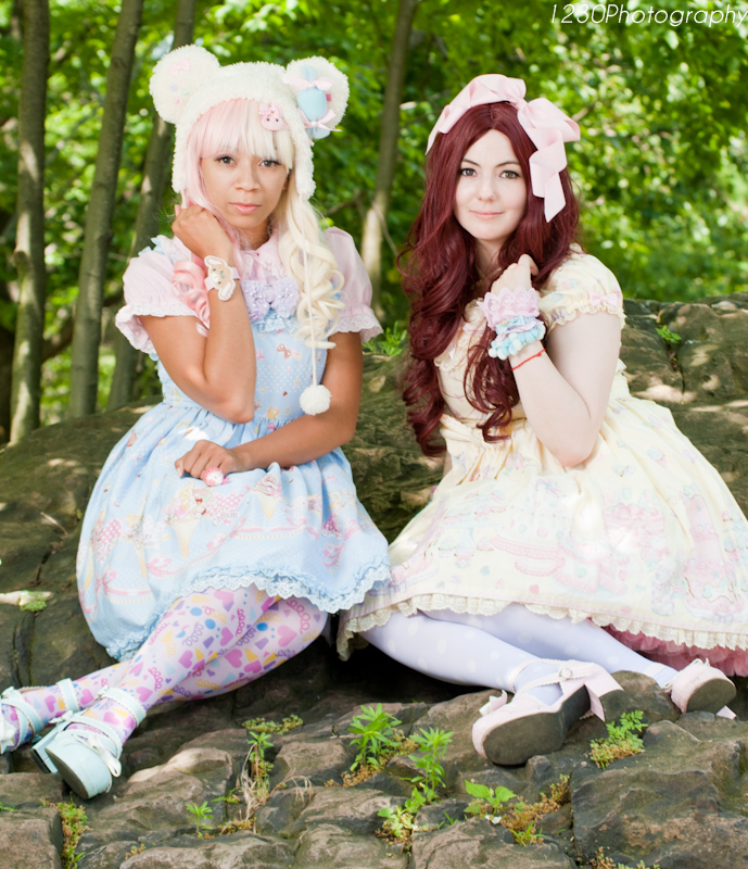 Male and Female model photo shoot of lexdiamond20, Jazzmin Jolly and Grace Valentine, hair styled by Gothic Lolita Wigs