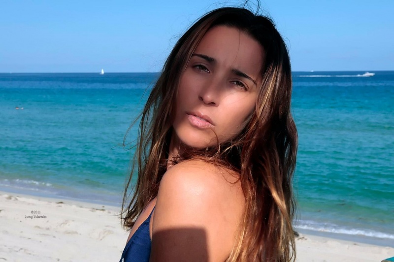 Female model photo shoot of lifeguard in miami beach