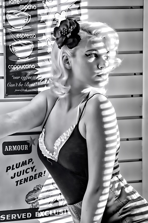 Male and Female model photo shoot of Almanza Photography and JamieVictoria in Joe's Diner, Phoenix, AZ