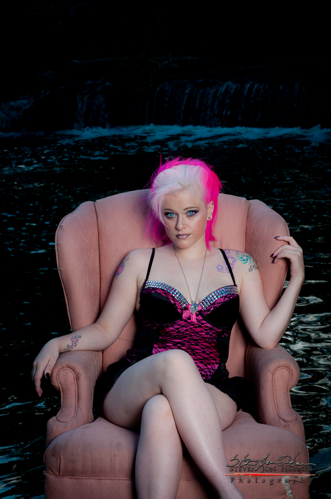 Female model photo shoot of Vanity Starr in river