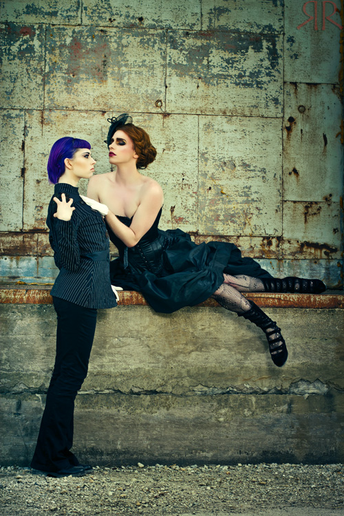 Male and Female model photo shoot of Seth Nayes and Ophelia Darkly by RedrumCollaboration in Industrial Playground, Wisconsin, makeup by The Vanity