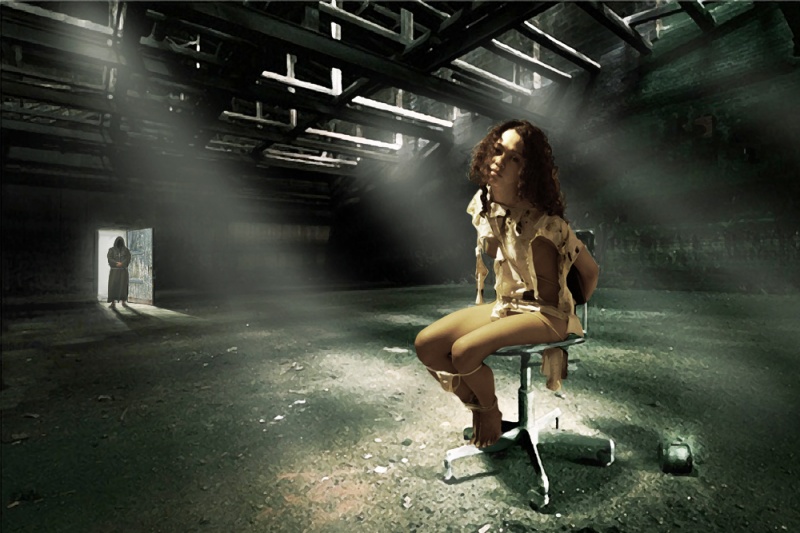 Female model photo shoot of Model-Kimberley in 3D cellar