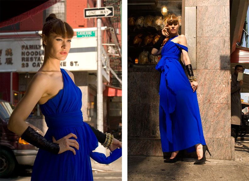 Female model photo shoot of Alexandra Royals and Carley Beck in Chinatown, NYC