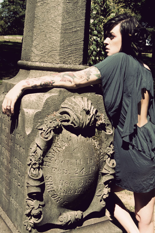 Female model photo shoot of Light Trails  and Lizzie Gypsy in Laurelhurst Cemetery