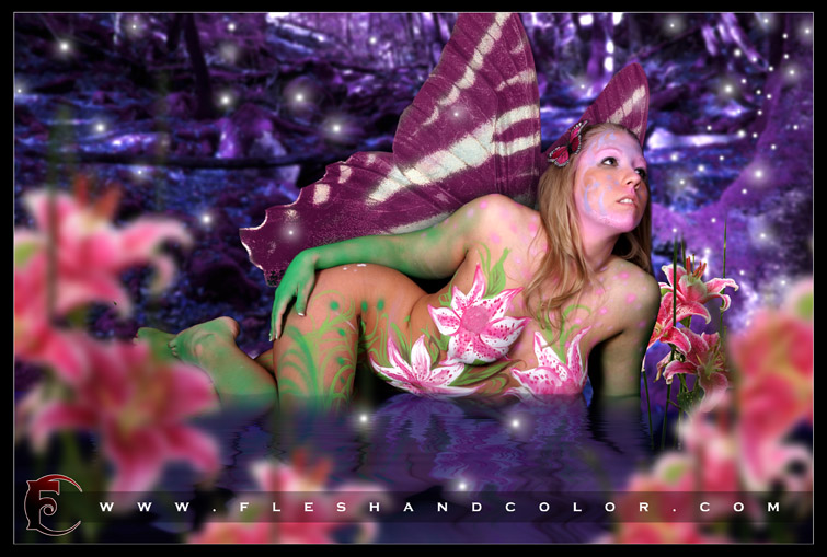 Female model photo shoot of Ivy Aphrodite, body painted by FleshandColor