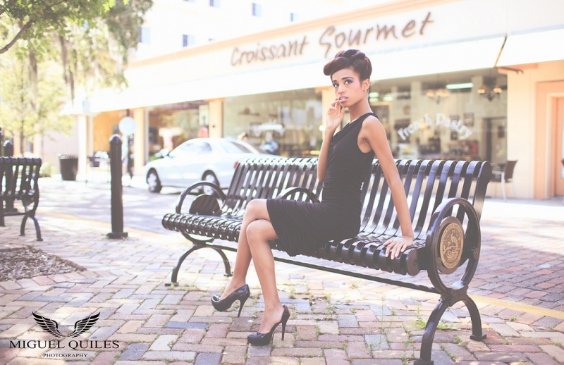 Female model photo shoot of Lady Pelvic by M Quiles Photography in Winter Park; Park Ave, hair styled by I Am Beautiful