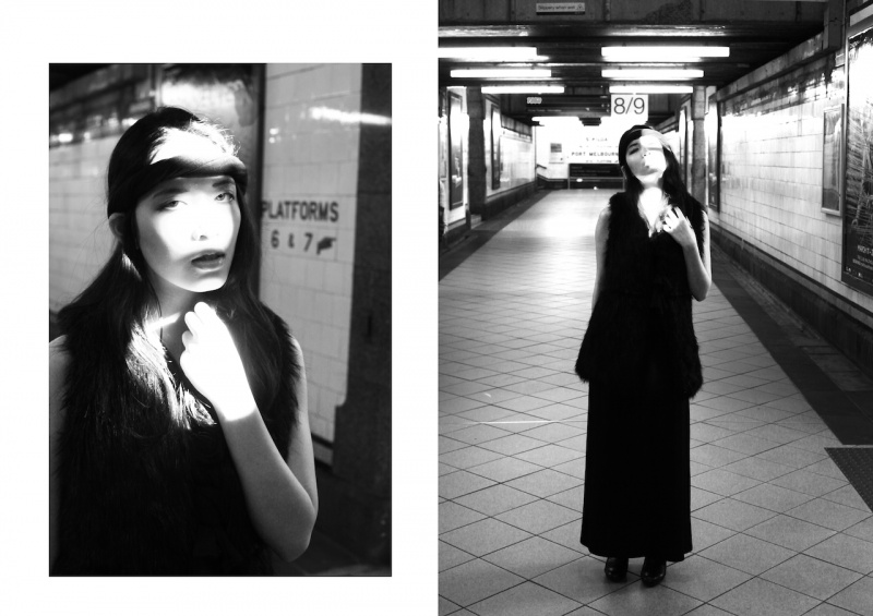 Female model photo shoot of amelita setiawan in flinders station, melbourne
