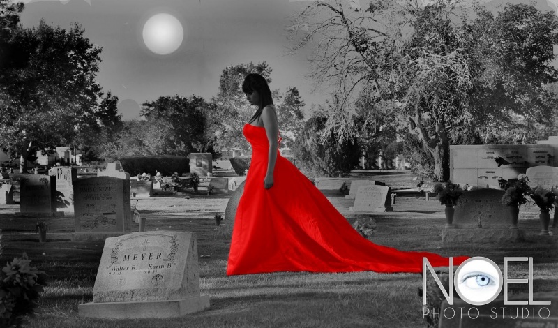 Female model photo shoot of Jani Love in Graveyard