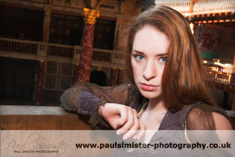 Male and Female model photo shoot of Paul Simister Photo and Whirligig of Time in The Globe Theatre, London