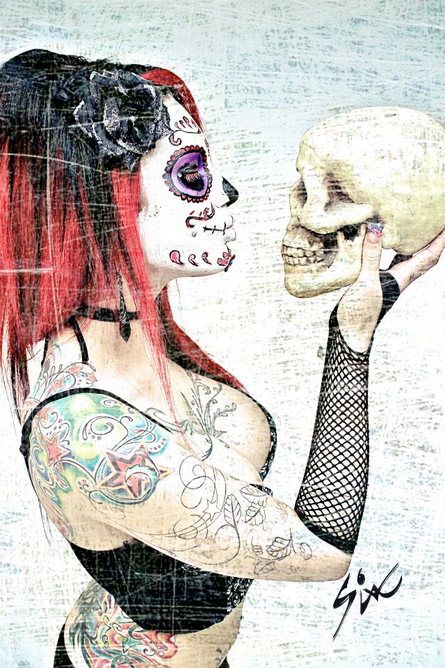 Male and Female model photo shoot of Sixx Reihen and Mischief Madness in Studio 6, makeup by Creative Designs By Kat
