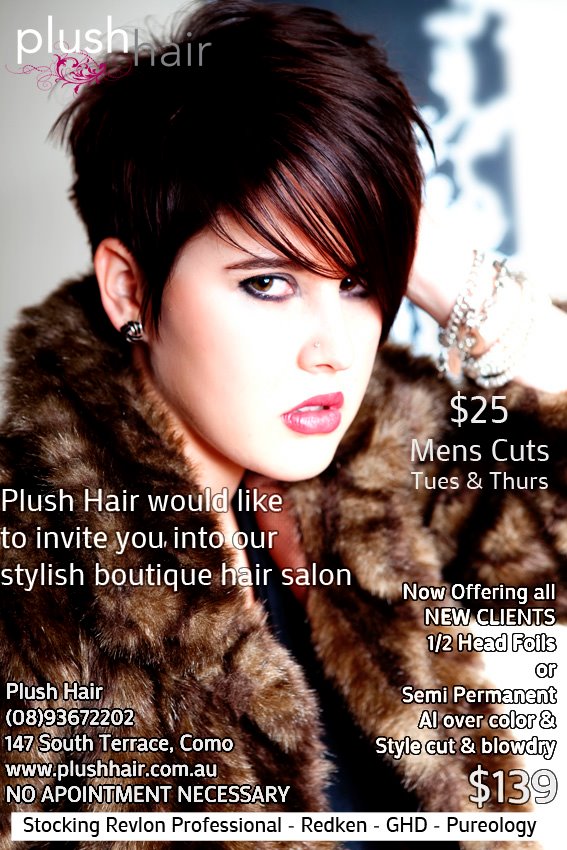 Female model photo shoot of Plush Hair by Sky Simone in Plush Hair Salon