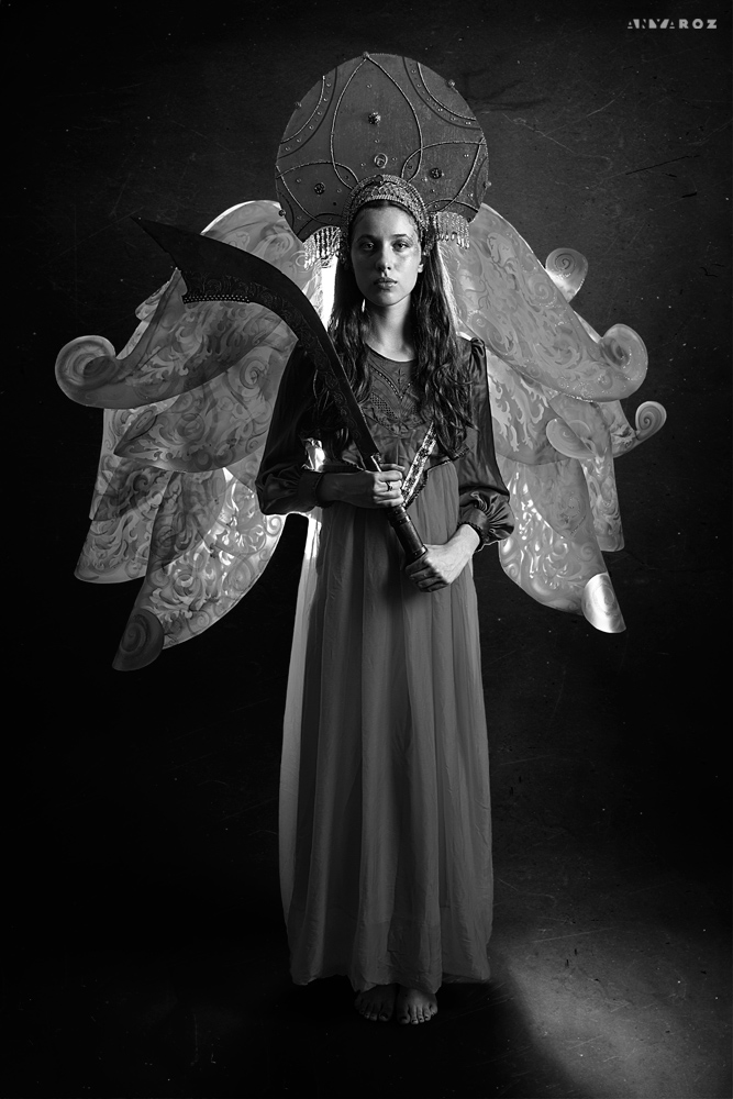 Female model photo shoot of Anna Rozhdestvenskaya in white crow pictures studio