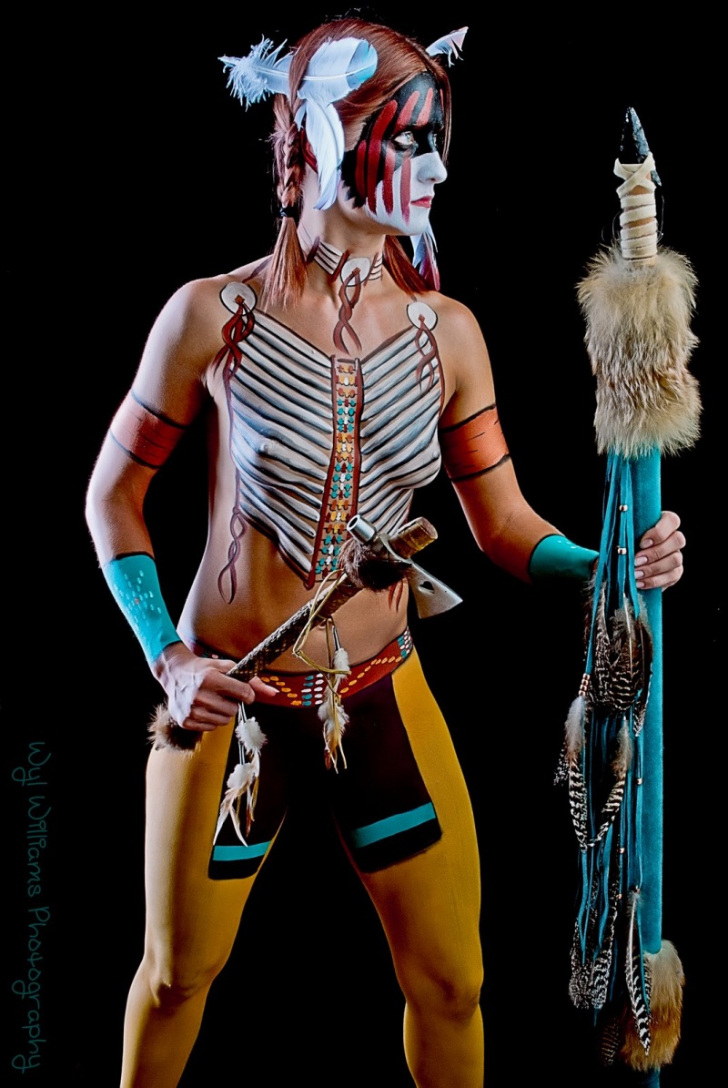 Female model photo shoot of Christine Rio by Williams Photography CO, body painted by IamMythica