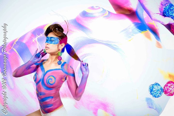 Female model photo shoot of V Webster and Annette Chu, body painted by Andreza Moon