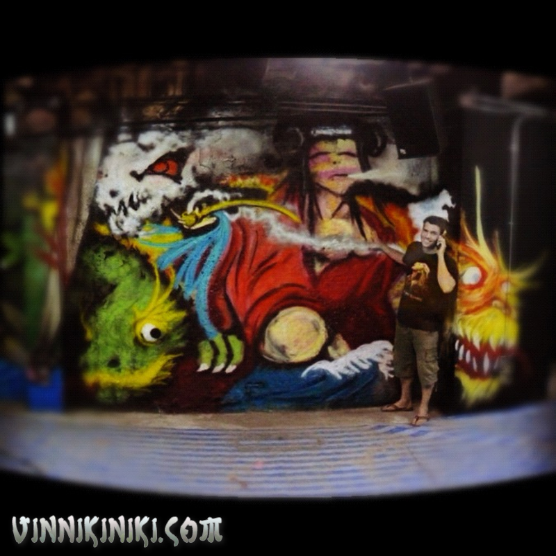 Male model photo shoot of vinni k artist graffiti in Bangkok, Thailand, body painted by vinnikiniki