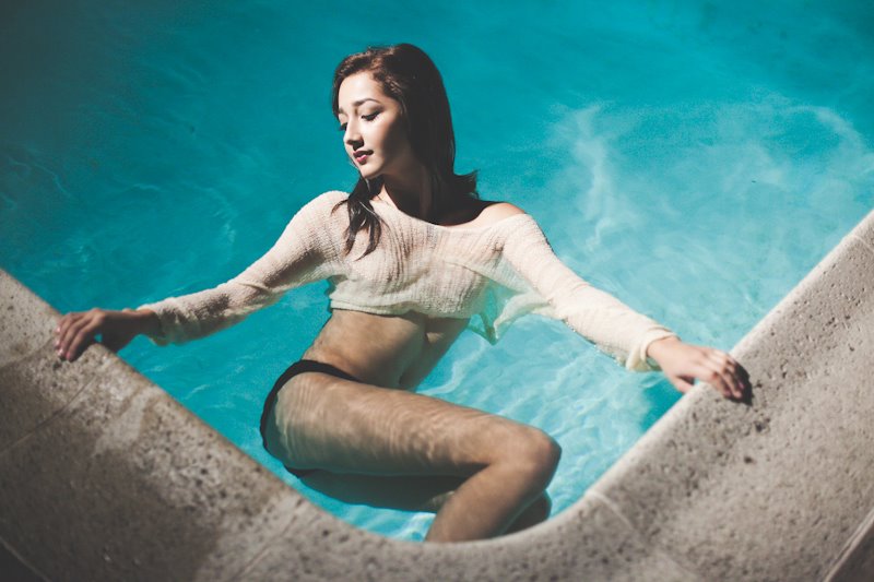 Female model photo shoot of Monica Krystal C in my pool