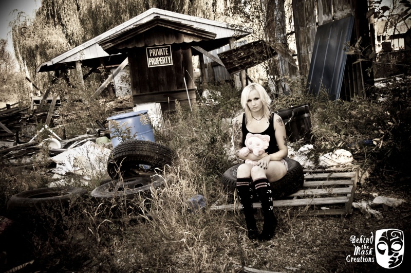 Female model photo shoot of BehindTheMaskCreations in Abandoned WI