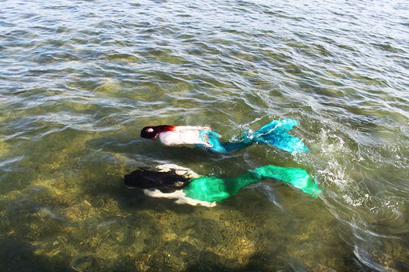 Female model photo shoot of Mermaid Luna and Mermaid Sirena in Union Lake sandbar