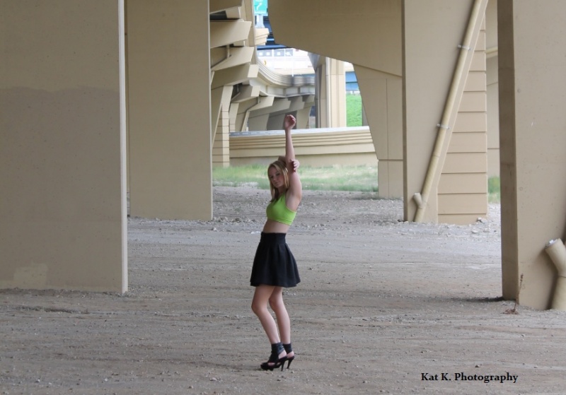 Female model photo shoot of Kat K Photography  in Marquette Interchange - Milwaukee, WI