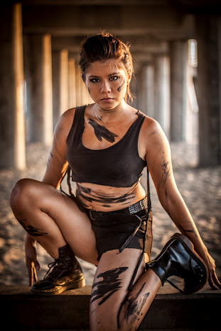 Female model photo shoot of Flint in Huntington Beach